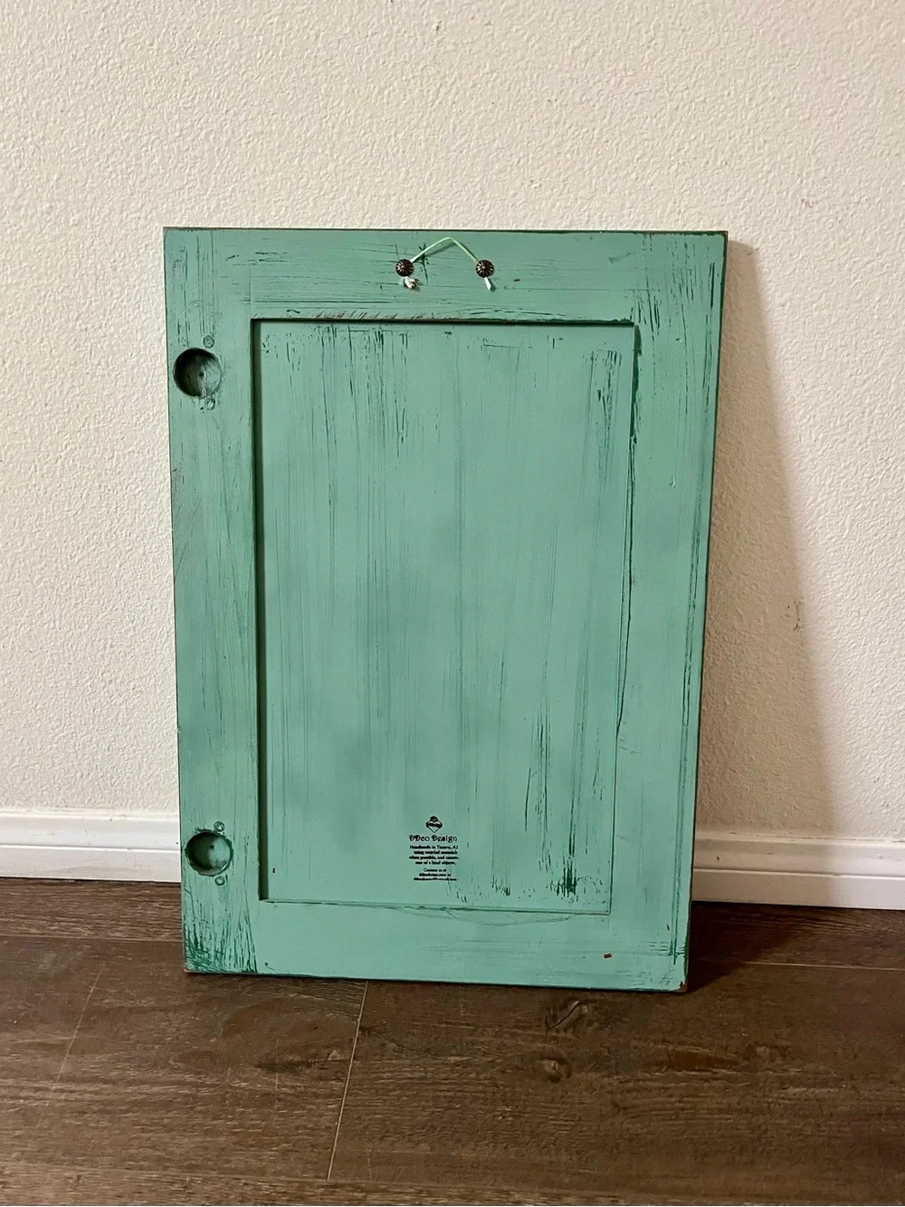 Turquoise Distressed Wood Picture Frame with Portrait Artwork